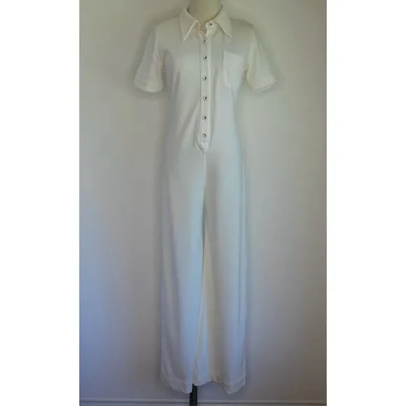 Suzie Kondi The Short Sleeve Stretch Jumpsuit Ivory Size Small NWT - Picture 3 of 16